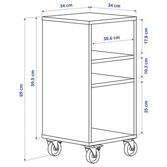 2x police IKEA RAVAROR na kolečkách dubová dýha - 4