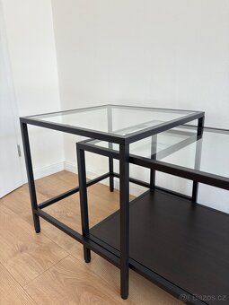 VITTSJÖ (IKEA) Sada stolků, sada 2 ks, černohnědá/sklo, 90x5 - 4
