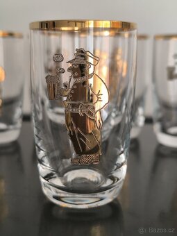 Sada 6ti ks starožitných skleniček - Švejk - 4