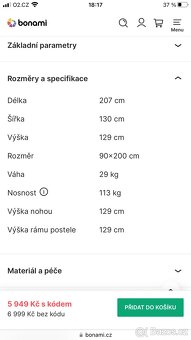 Vyvýšená kovová postel - 4