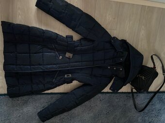 Zara perovy prosivany kabat dlouhy modry 38 - 4