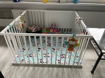 Dřevěná ohrádka pro děti 120 x 120 cm, bílá, BOBAS - 4