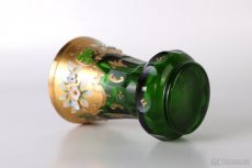 Smaltovaná váza, pozlacená, zelená, masivní - 4