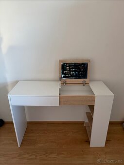 Toaletní stolek / psací stůl bílá / dub sonoma - 4