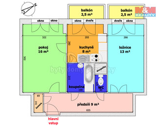 Pronájem bytu 2+1 s balkóny, 53 m², Ostrava, ul. Francouzská - 4