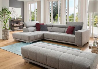 Xora ROHOVÁ SEDAČKA, textil, světle šedá - 4