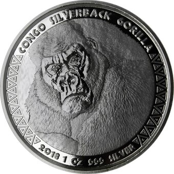 Stříbrná investiční mince Kongo Gorila 1 Oz 2015 až 2023 - 4