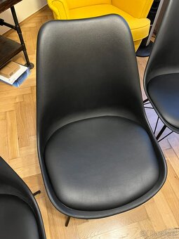 Moderní černé jídelní židle, sada 4ks, plast+kov+koženka - 4