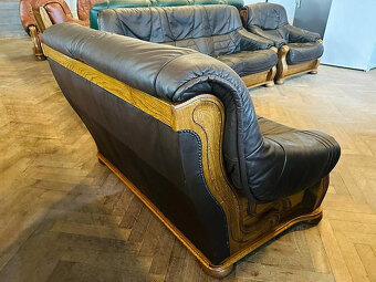 609 Rustikální kožená sedací souprava sedačka 3+2+1 masiv - 4