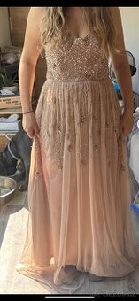 Plesové šaty béžové vel S - 4
