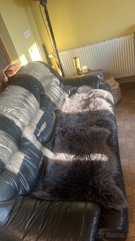 Kožená černá trojmístná sedačka - 4