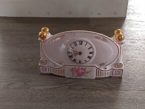 Krbove hodiny růžový porcelán stolni Československe - 4