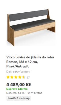 Dřevěná lavice s polstrováním – ideální do kavárny či restau - 4