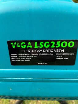 Elektrický drtič větví VeGA LSG2500 – 2500 W - 4