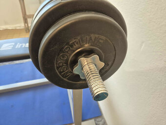 Posilovací bench lavice s dvouruční činkou a zavážíma - 4