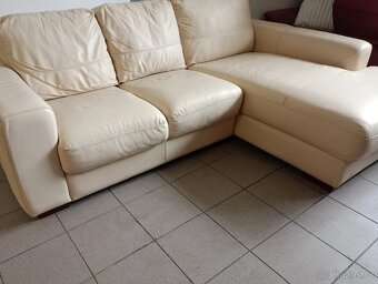 Kožená rohová sedací souprava - PRAVÁ KŮŽE - 4