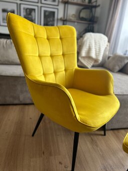 Žluté křeslo s taburetem - 4