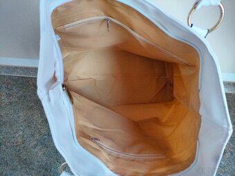 XXL kabelka přes rameno, 32x30x15 cm, bílá, - 4