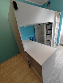 Patrová postel IKEA s psacím stolem a skříní+židle+matrace - 4