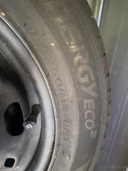 Plechové disky 14” 5x100 a letní pneu 185/60/R14 - 4