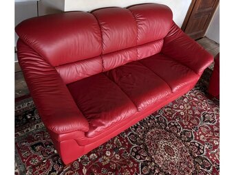 Červená kožená sedací souprava,5273 - 4