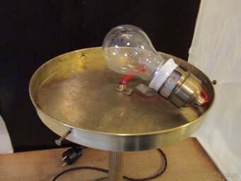 Stolní lampa art deco, mosaz, funkční, žluté sklo - 4