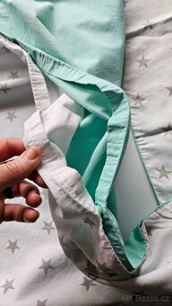 Dětské povlečení do postýlky - mint, bílá s hvězdičkami - 4