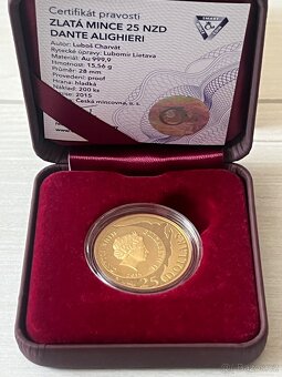 Zlato / zlatá mince Dante Alighieri proof - 4