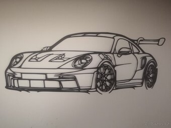 Minimalistické Kovové Nástěnné Umění – Sportovní Auto - 4