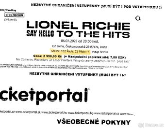 LIONEL RICHIE Say Hello to the Hits Tour sek 102x4 + parking - 4