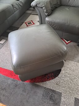 Kožená sedací souprava – 3+2+křeslo+taburet - 4