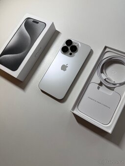 iPhone 15 Pro 128GB bílý titan TOP STAV - 4