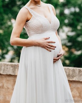 Svatební šaty 40/42 vhodné i jako těhotenské - 4