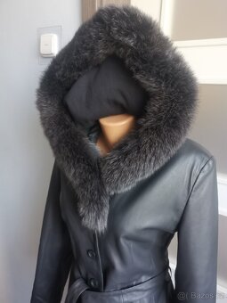 Kara nová kožená bunda sako s kožešinou - 4