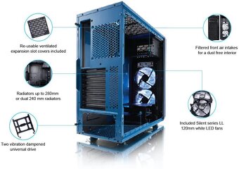 Počítačová skříň, Fractal Design Focus G Window Blue, 2x ven - 4