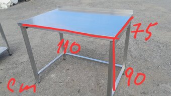 Nerezový stůl 110x75x90 cm se zadním lemem - 4