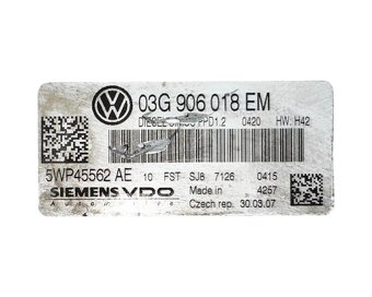 Řídící jednotka motoru 03G906018EM VW Passat B6 r.v. 2007 - 4