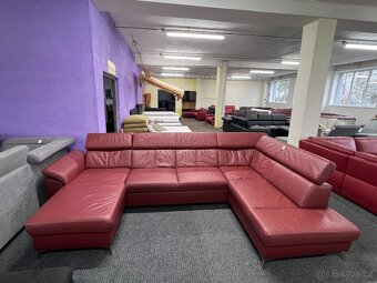 Sedací souprava tvaru U - rozkládací - kůže - zánovní - 4