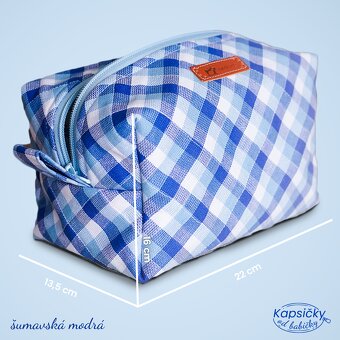 🔵 Prošívaná bavlněná kapsička – Šumavská modrá - 4