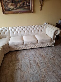 Kožená sedací souprava styl Chesterfield - 4
