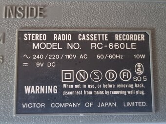 Prodám RETRO rádio RC - JVC 660 LE viz foto. - 4