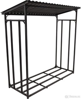 Přístřešek na dřevo (dřevník), černá ocel, 185 × 185 × 70 cm - 4