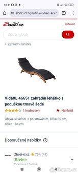 Prodám zahradní skládací lehátko VidaXL - 4