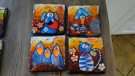 Ručně malované břidlicové podtácky a kamínky - 4