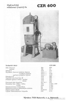 Hydraulický vtlačovací lis CZR600 - 4