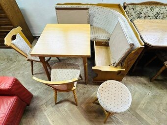 730 Rustikální jídelní set rohová lavice rozkládací stůl - 4
