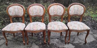 Masivní rozkládací stůl + 4x starožitné židle - 4