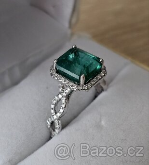 DIAMANTOVÝ PRSTEN SMARAGD 4.18ct. ZAMBIE NEOLEJOVANÝ TOP - 4