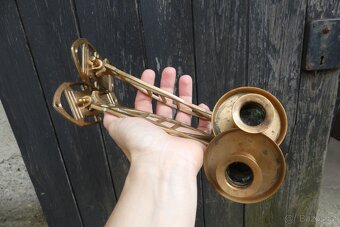 Secesní párové mosazné klavírní svícny - 4