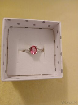 Novy stříbrný prsten s růžovým topazem - 4